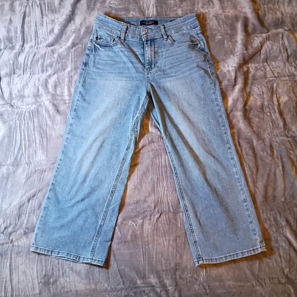 Judy Blue Wide Crop Jeans Medium Wash Double Button Stretch JB88616 MD 9/29